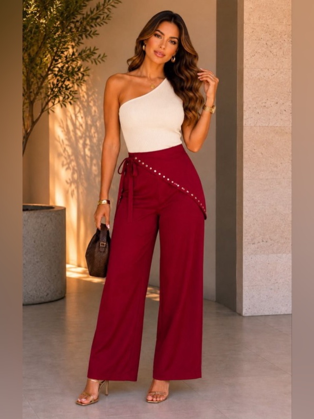 #53 Khloe Wine Studded Pants
